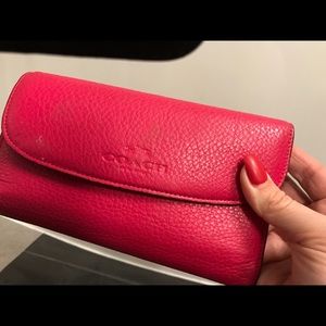 Coach bright pink bag with a matching wallet